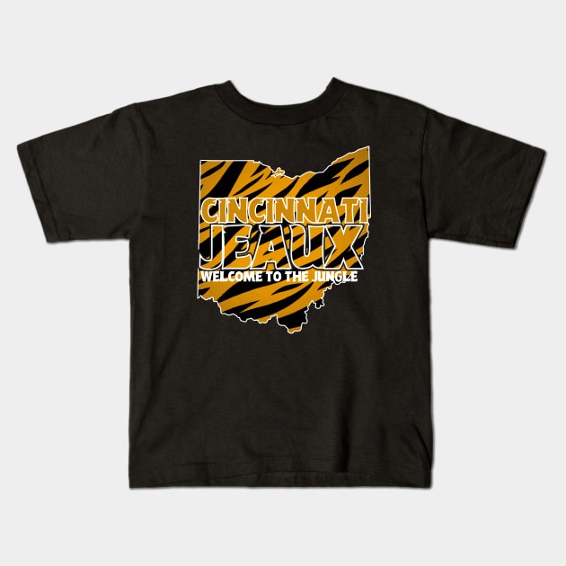 Cincinnati Jeaux Burrow Kids T-Shirt by RUS